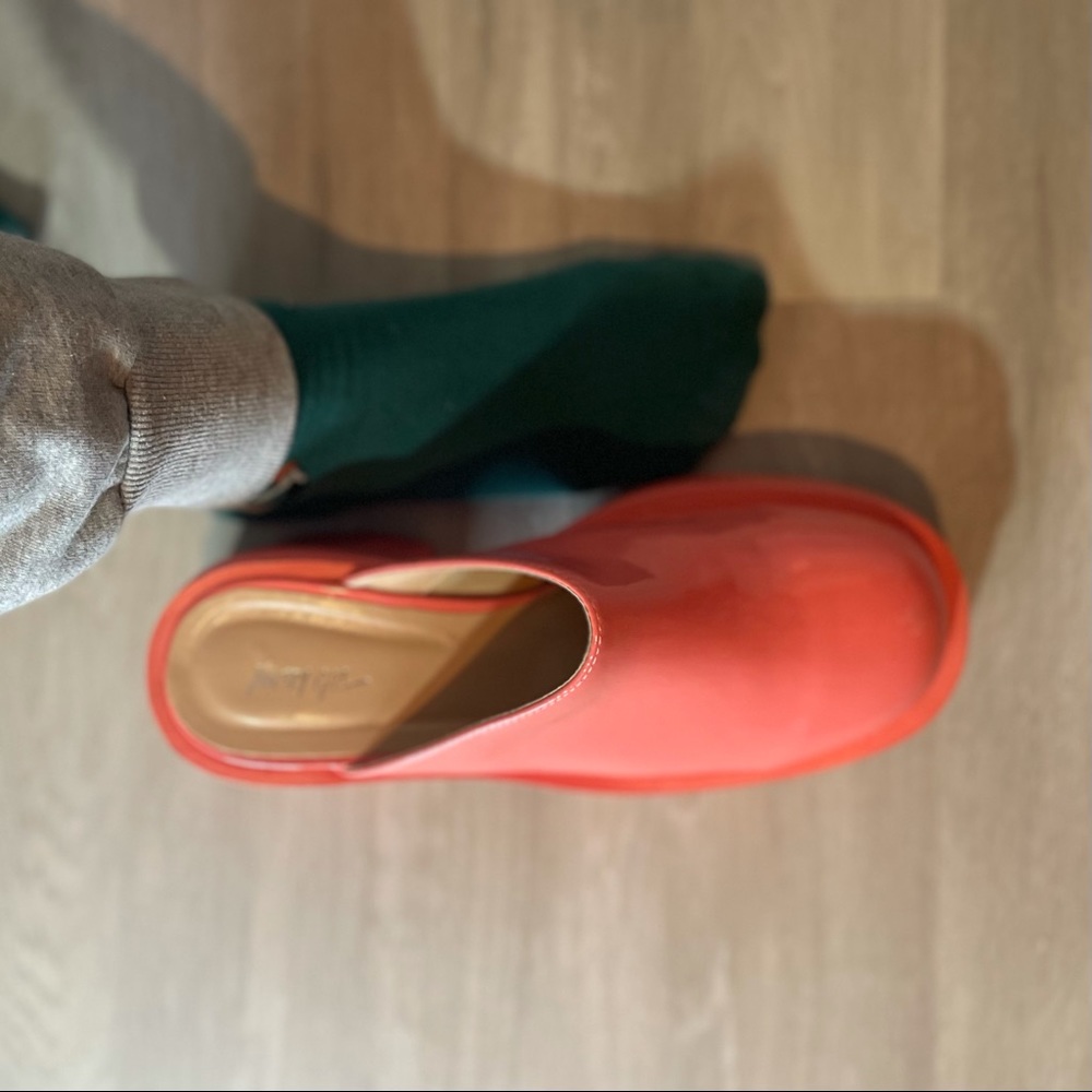 SOLD Nasty Gal bright salmon platform clogs - Picture 15 of 15